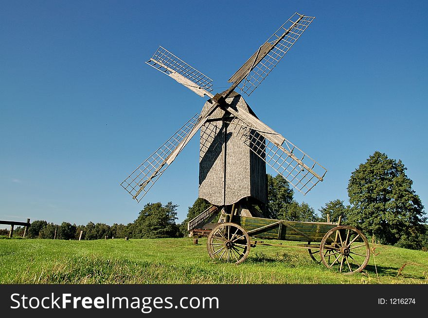 Old windmill with Coach. Old windmill with Coach