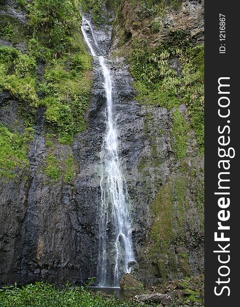 Tropical waterfall in Tahiti