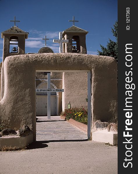Entrance to the Church of Saint Francis of Asissi, Ranchos de Taos New Mexico. Entrance to the Church of Saint Francis of Asissi, Ranchos de Taos New Mexico