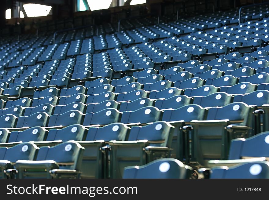 Numbered stadium seats in ballpark