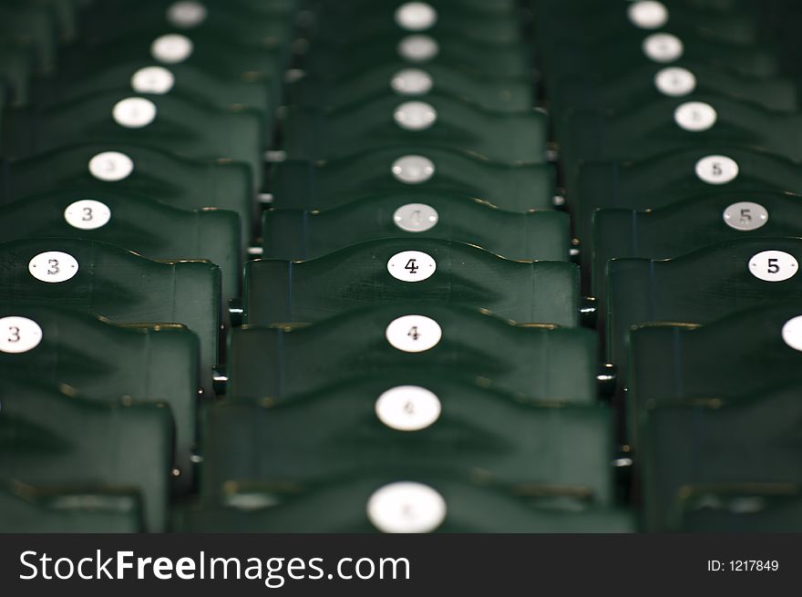 Numbered stadium seats in ballpark