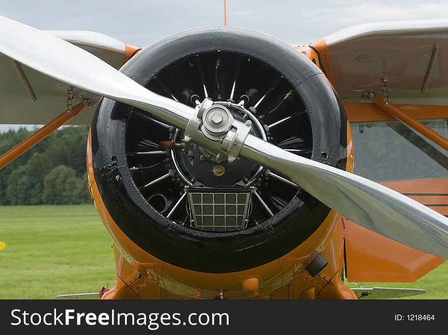 Close up of aircraft with ropeller drive. Close up of aircraft with ropeller drive