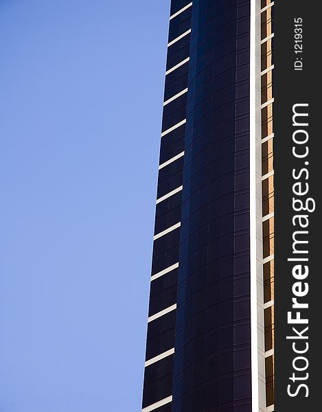 Highrise Building hotel in Las Vegas against blue sky. Highrise Building hotel in Las Vegas against blue sky