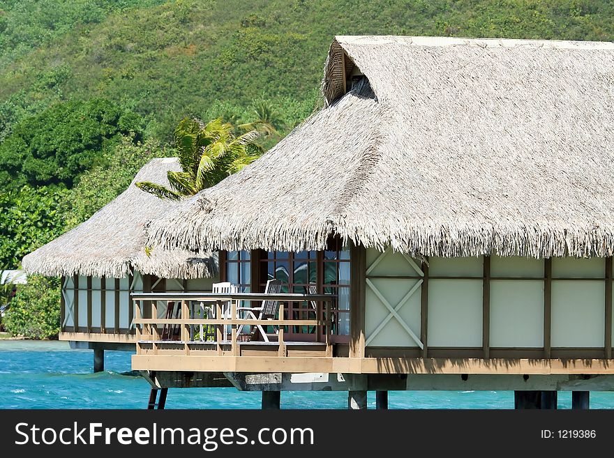 Overwater bungalow at a Moorea resort