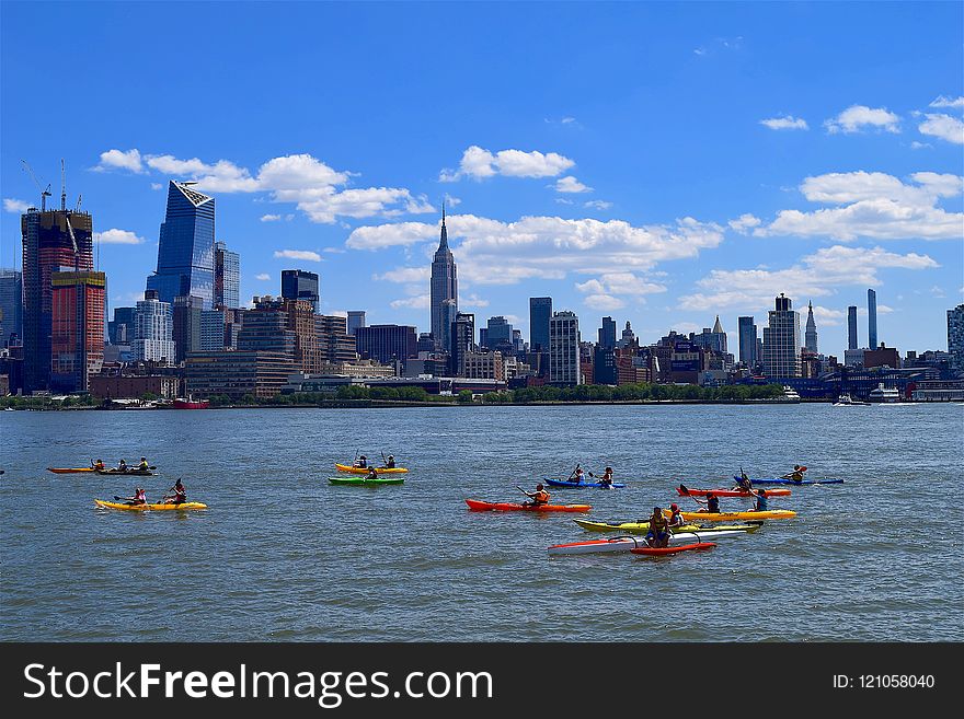 Skyline, Waterway, City, Water