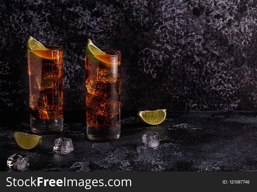 Rum And Cola Cuba Libre With Lime And Ice