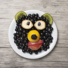 Funny Bear Made With Currant, Kiwi And Apple Royalty Free Stock Photos