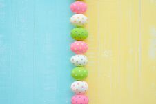 Happy Easter! Row Easter Eggs With Colorful Background. Royalty Free Stock Photography Happy Easter! Row Easter Eggs With Colorful Background. Royalty Free Stock Photography