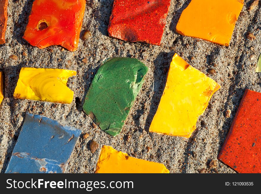 Macro photo Stone mosaic elements. A pattern or pattern of multi