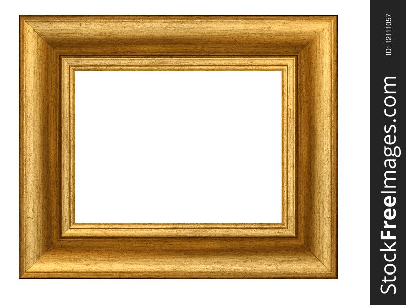 Wooden gold plated simple picture frame empty. Wooden gold plated simple picture frame empty