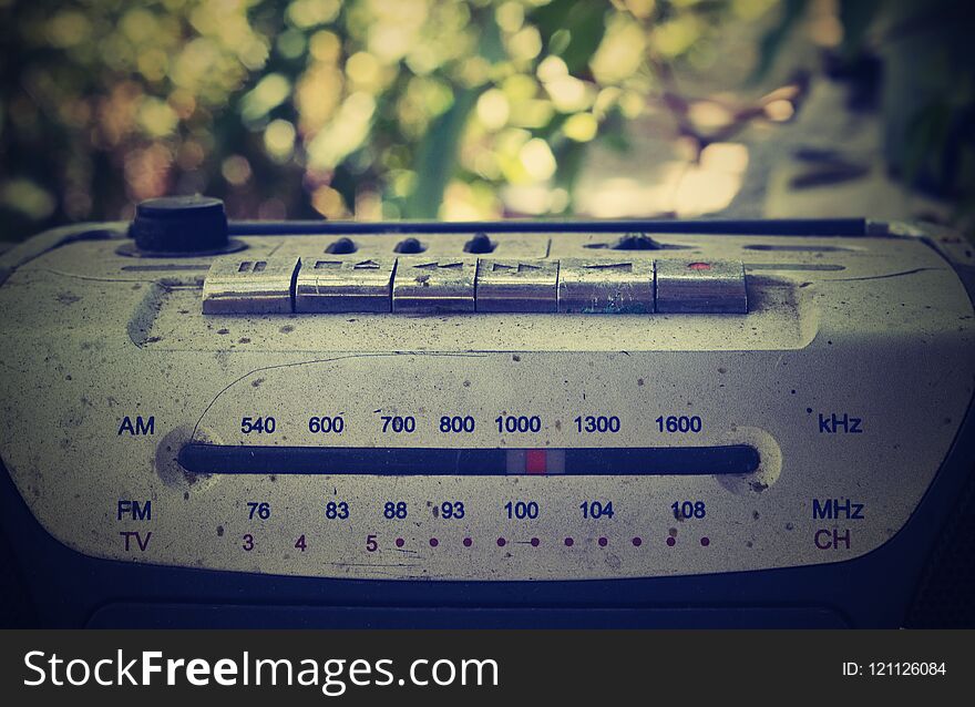 Old tape recorder, radio, radio wave, outdoor music