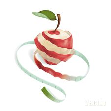 The Illustration Shows An Apple, Which Was Cut In A Spiral Stock Photography