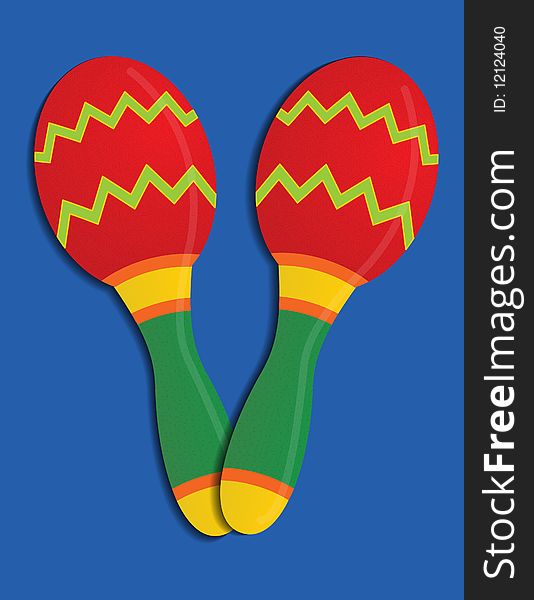 A pair of Festive and colorful Maracas.