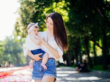 Mother With Baby At Outdoor Stock Images