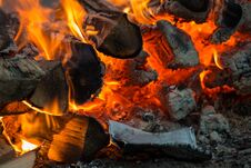 Fire Flames From Wood And Coal Stock Photos