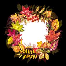 Autumn Template Background. Seasonal Illustrations.web Banner Template.watercolor Illustration. Stock Photo