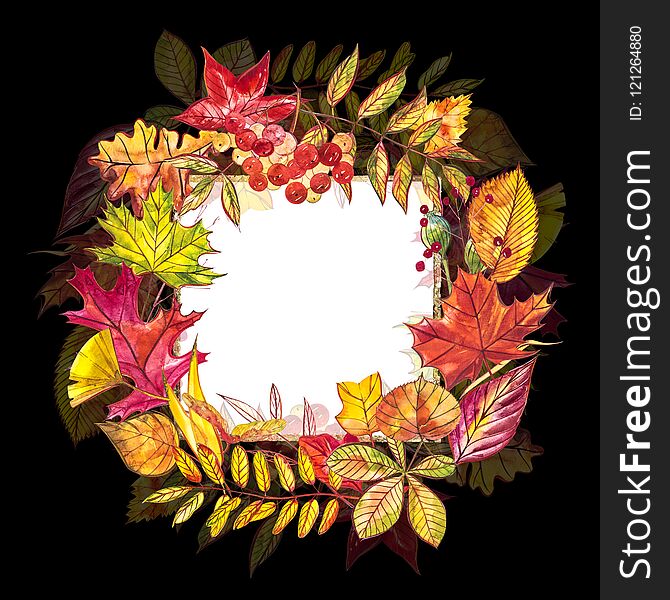 Autumn template background. Seasonal illustrations.web banner template.watercolor illustration.