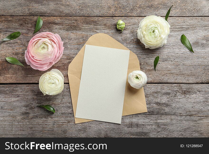 Beautiful ranunculus flowers with envelope