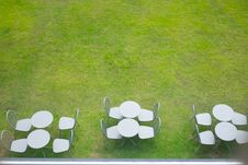 Table And Chairs On Garden Terrace At Cafe. Royalty Free Stock Photos