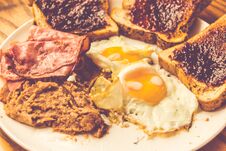 Plate With Fried Eggs Breakfast Royalty Free Stock Images