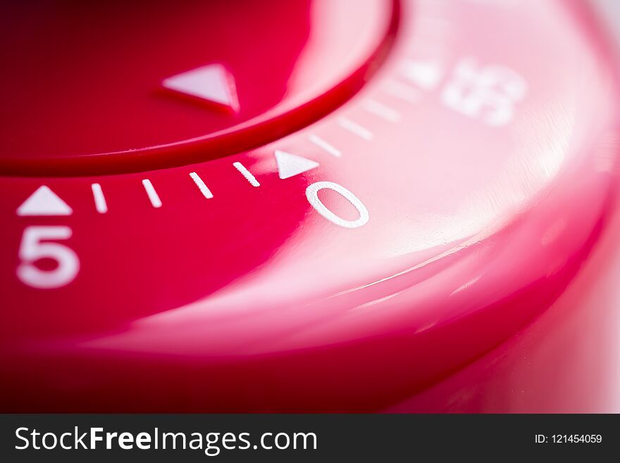 0 Minutes - 1 Hour - A Macro Of A Flat Red Kitchen Egg Timer