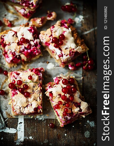 Red currants and hazelnuts bars .style rustic