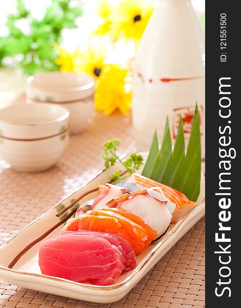 Mixed sashimi set, Japanese food. Mixed sashimi set, Japanese food