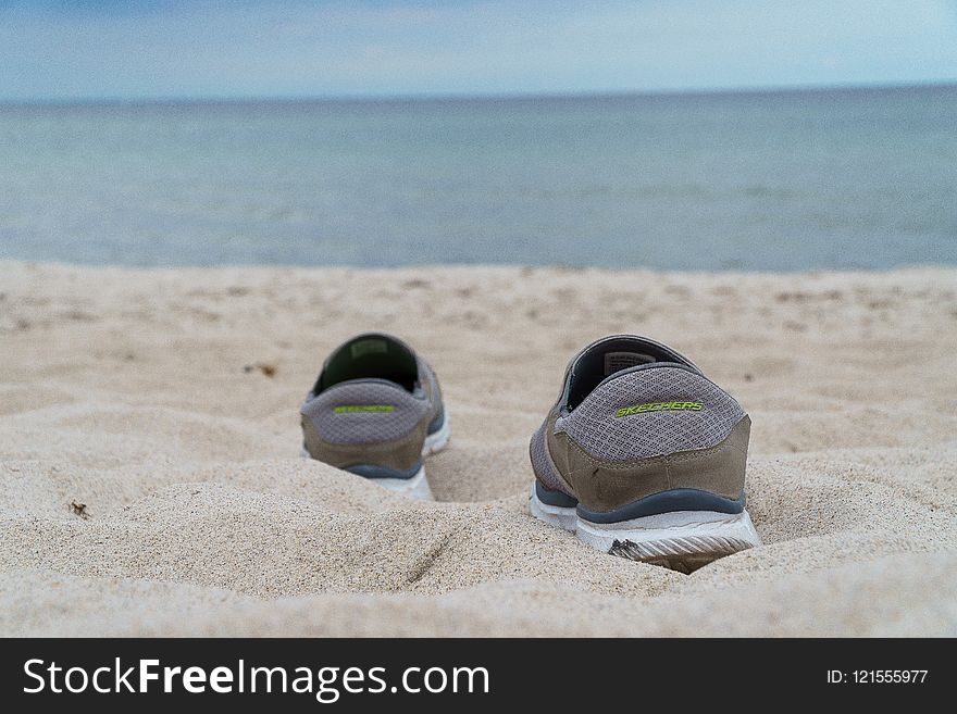 Beach, Footwear, Body Of Water, Sand