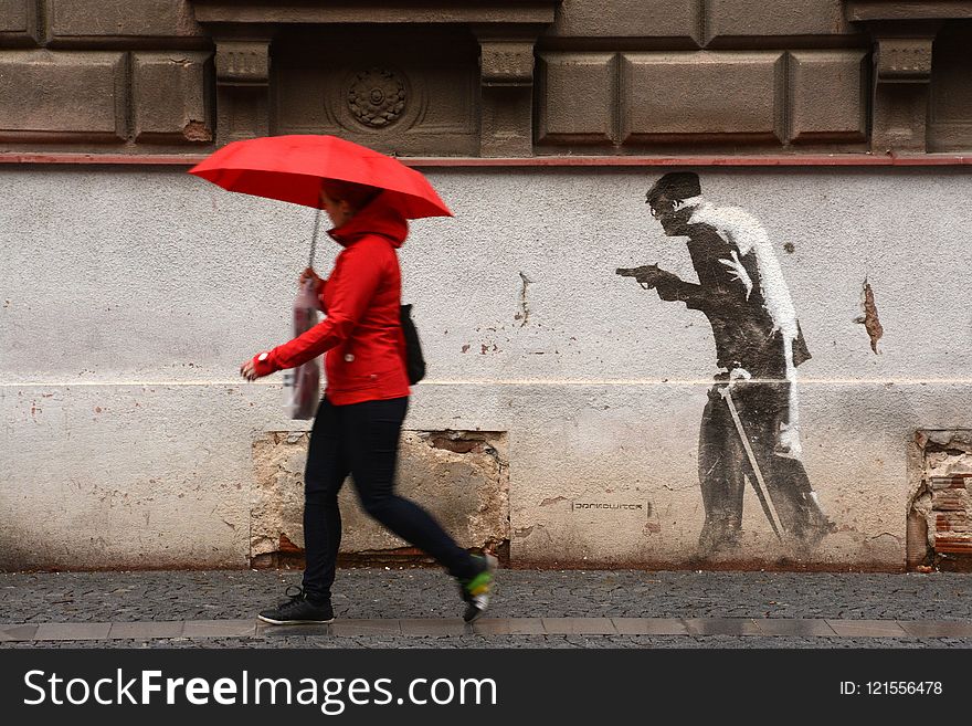 Red, Infrastructure, Public Space, Umbrella