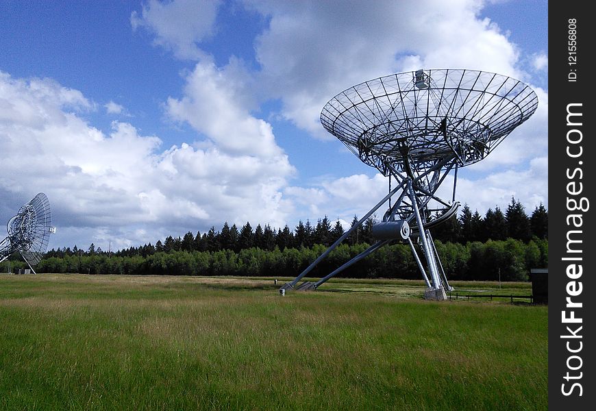 Sky, Radio Telescope, Cloud, Field