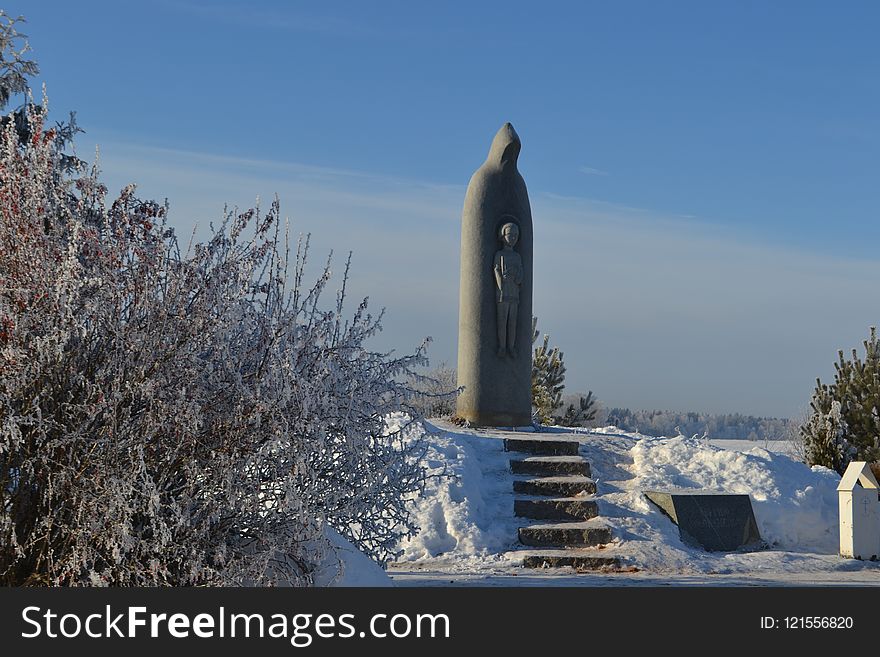 Snow, Winter, Monument, Sky
