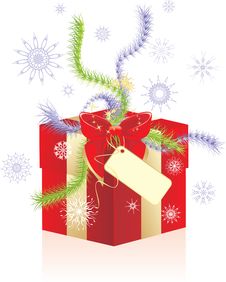 Decorative Box, Snowflakes And Christmas Tinsel Stock Photos
