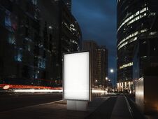 Blank Illuminated Banner At Night Time In The City. 3d Rendering Royalty Free Stock Image Blank Illuminated Banner At Night Time In The City. 3d Rendering Royalty Free Stock Image