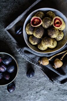 Sweet Plum Dumplings With Poppy Seeds Royalty Free Stock Images