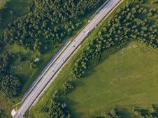 Helicopter Drone Shot Road Stock Images