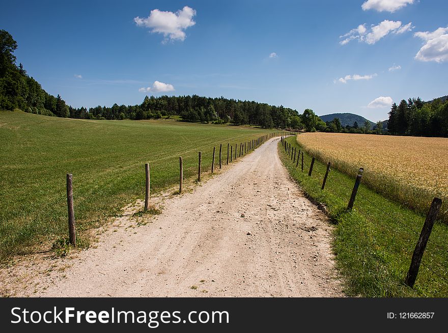 Road, Grassland, Sky, Field