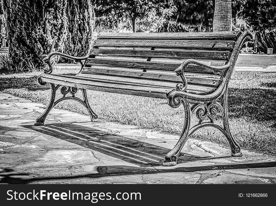 Furniture, Black And White, Bench, Monochrome Photography