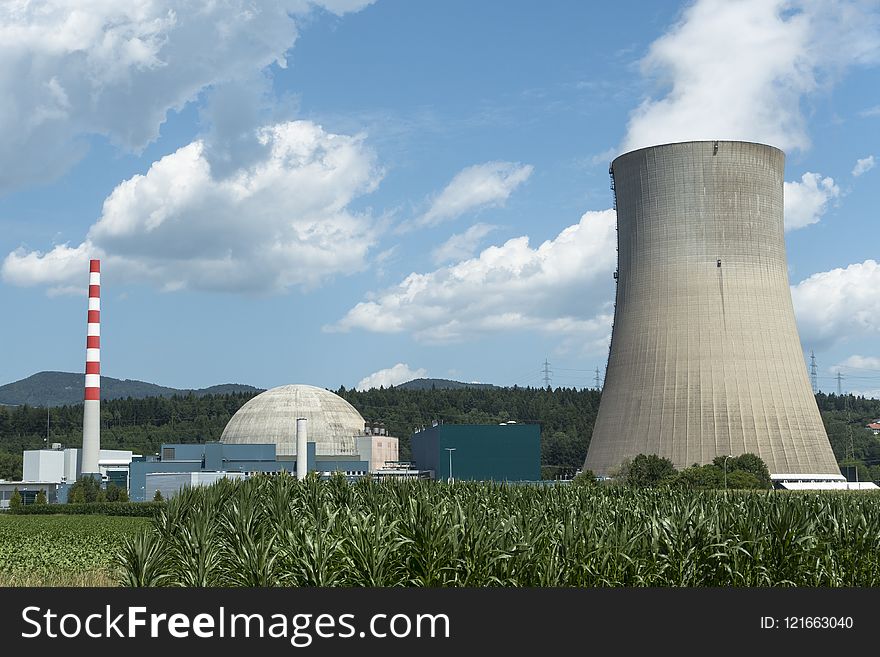 Cooling Tower, Power Station, Sky, Nuclear Power Plant