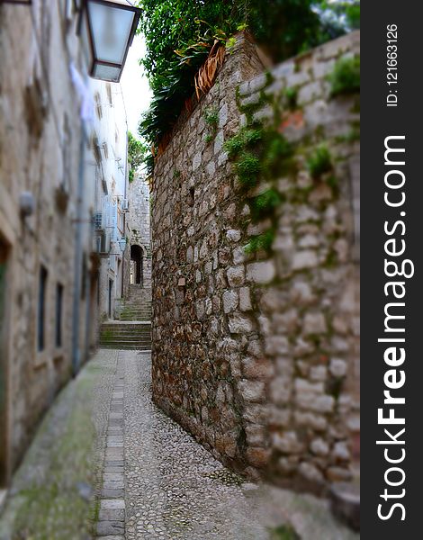 Alley, Wall, Town, Road