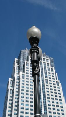 Boston Building And Streetlamp Royalty Free Stock Photo