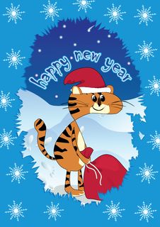 Tiger - Santa Claus Whit Gifts Stock Images Tiger - Santa Claus Whit Gifts Stock Images