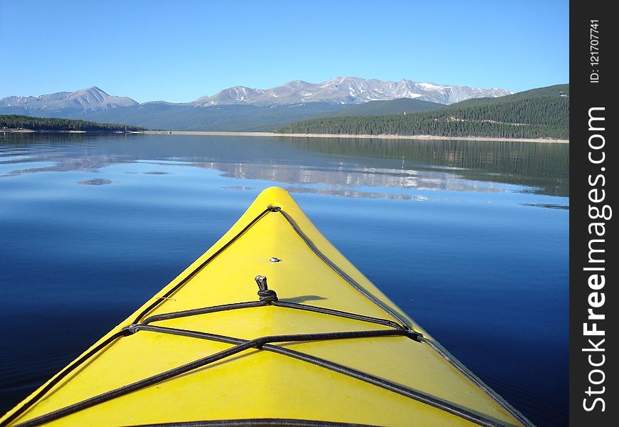 Boat, Yellow, Loch, Reflection