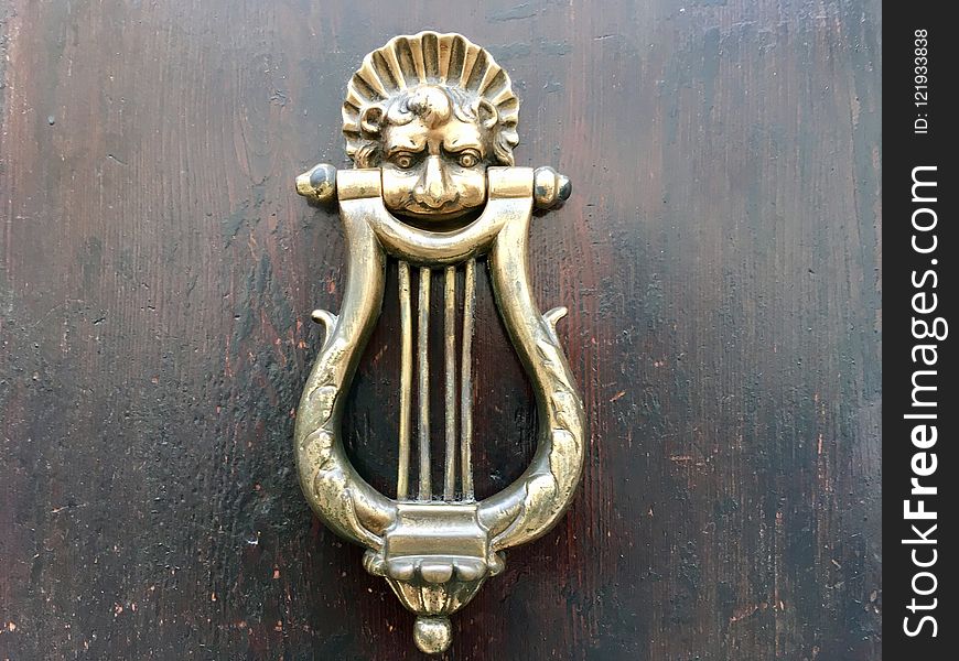 Brass, Metal, Door Knocker, Antique