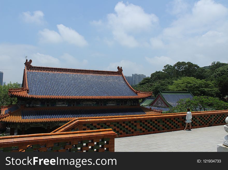 Chinese Architecture, Roof, Sky, Japanese Architecture