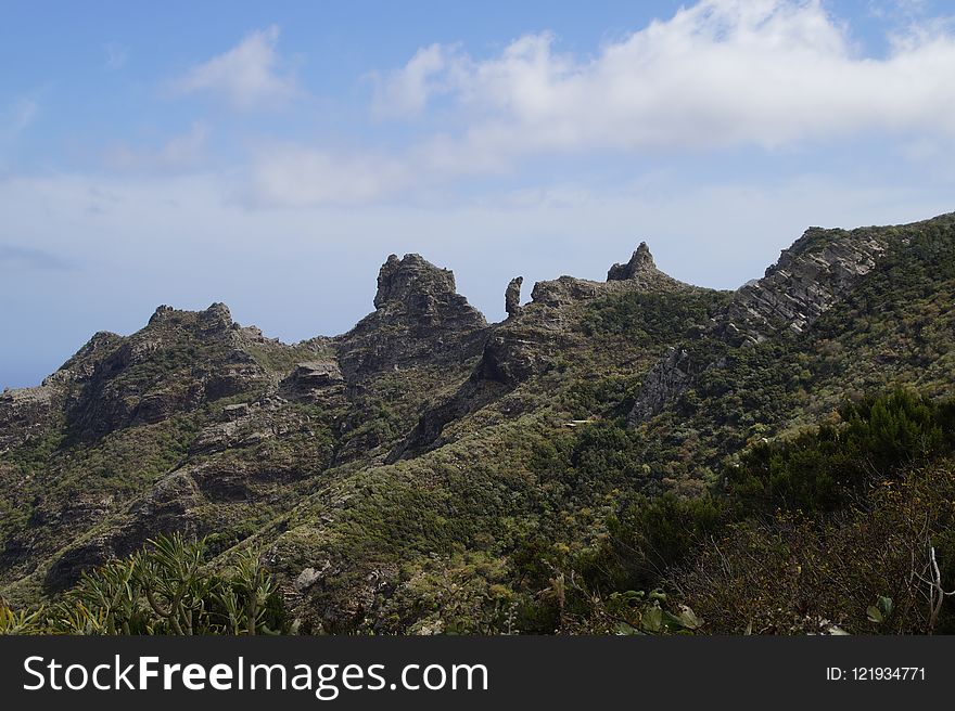 Mountainous Landforms, Mountain, Vegetation, Sky