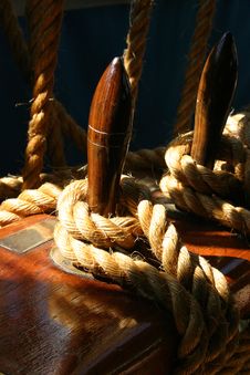 Natural Rope Tied Around Wodden Cleat Stock Photo Natural Rope Tied Around Wodden Cleat Stock Photo