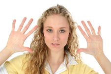 Glamorous Blonde Hands Up Stock Photos Glamorous Blonde Hands Up Stock Photos
