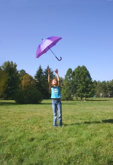 The Girl Playing With A Umbrella Royalty Free Stock Photo The Girl Playing With A Umbrella Royalty Free Stock Photo