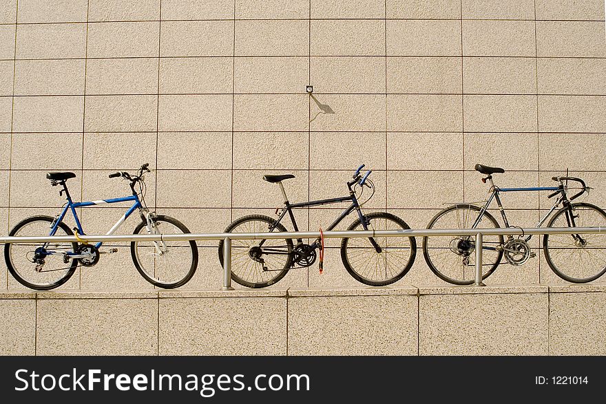 Bike parking and modern wall. Bike parking and modern wall