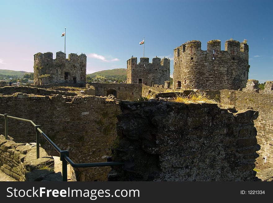 The three towers of conway castle, conway, wales, united kingdom. The three towers of conway castle, conway, wales, united kingdom.